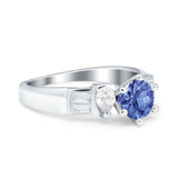 Round Wedding Ring Pear & Baguette Simulated Cubic Zirconia 925 Sterling Silver