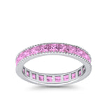 Full Eternity Wedding Band Ring Simulated CZ 925 Sterling Silver