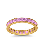 Full Eternity Wedding Band Ring Simulated CZ 925 Sterling Silver