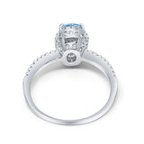Halo Fashion Ring Oval Simulated Cubic Zirconia Accent 925 Sterling Silver