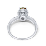 Halo Fashion Ring Oval Simulated Cubic Zirconia Accent 925 Sterling Silver