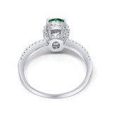 Halo Fashion Ring Oval Simulated Cubic Zirconia Accent 925 Sterling Silver