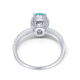 Halo Fashion Ring Oval Simulated Cubic Zirconia Accent 925 Sterling Silver