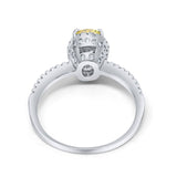 Halo Fashion Ring Oval Simulated Cubic Zirconia Accent 925 Sterling Silver