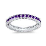 Eternity Wedding Band Rings Round Simulated CZ 925 Sterling Silver
