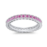 Eternity Wedding Band Rings Round Simulated CZ 925 Sterling Silver