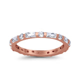 Eternity Stackable Engagement Ring Baguette Simulated CZ 925 Sterling Silver