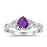 Heart Promise Ring Infinity Shank Simulated Cubic Zirconia 925 Sterling Silver