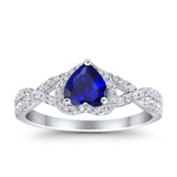 Heart Promise Ring Infinity Shank Simulated Cubic Zirconia 925 Sterling Silver