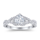 Heart Promise Ring Infinity Shank Simulated Cubic Zirconia 925 Sterling Silver