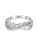 Crisscross Infinity Rings Eternity Simulated CZ 925 Sterling Silver