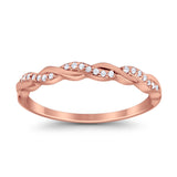 Half Eternity Infinity Twisted Band Rings Simulated CZ 925 Sterling Silver