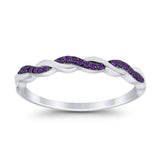 Half Eternity Infinity Twisted Band Rings Simulated CZ 925 Sterling Silver