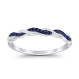 Half Eternity Infinity Twisted Band Rings Simulated CZ 925 Sterling Silver