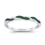 Half Eternity Infinity Twisted Band Rings Simulated CZ 925 Sterling Silver