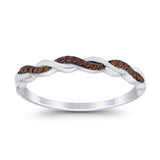 Half Eternity Infinity Twisted Band Rings Simulated CZ 925 Sterling Silver