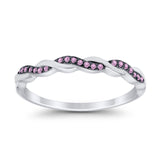 Half Eternity Infinity Twisted Band Rings Simulated CZ 925 Sterling Silver