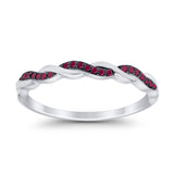 Half Eternity Infinity Twisted Band Rings Simulated CZ 925 Sterling Silver