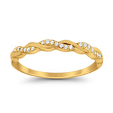 Half Eternity Infinity Twisted Band Rings Simulated CZ 925 Sterling Silver