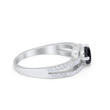 Accent Fashion Wedding Ring Oval Simulated Cubic Zirconia 925 Sterling Silver