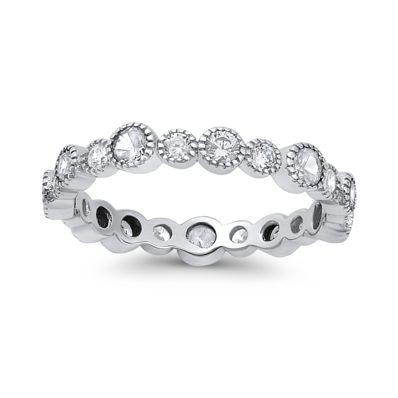 Full Eternity Wedding Ring Simulated CZ 925 Sterling Silver
