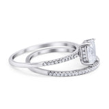 Solitaire Accent Wedding Piece Ring Simulated Cubic Zirconia 925 Sterling Silver