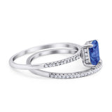 Solitaire Accent Wedding Piece Ring Simulated Cubic Zirconia 925 Sterling Silver