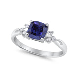 Wedding Ring Cushion Cut Simulated Purple Amethyst Round CZ 925 Sterling Silver RC105849