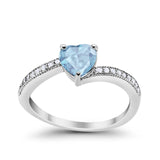 Heart Promise Ring Simulated Round Cubic Zirconia 925 Sterling Silver