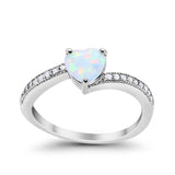 Heart Promise Ring Simulated Round Cubic Zirconia 925 Sterling Silver