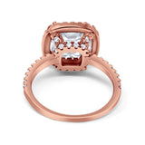 Halo Wedding Ring Cushion Cut Round Simulated Cubic Zirconia 925 Sterling Silver