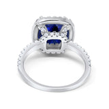 Halo Wedding Ring Cushion Cut Round Simulated Cubic Zirconia 925 Sterling Silver