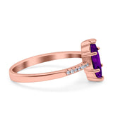 Marquise Solitaire Accent Dazzling Wedding Engagement Ring Round Simulated Cubic Zirconia 925 Sterling Silver