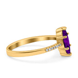 Marquise Solitaire Accent Dazzling Wedding Engagement Ring Round Simulated Cubic Zirconia 925 Sterling Silver