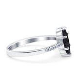 Marquise Solitaire Accent Dazzling Wedding Engagement Ring Round Simulated Cubic Zirconia 925 Sterling Silver