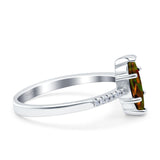 Marquise Solitaire Accent Dazzling Wedding Engagement Ring Round Simulated Cubic Zirconia 925 Sterling Silver