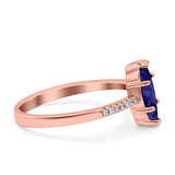 Marquise Solitaire Accent Dazzling Wedding Engagement Ring Round Simulated Cubic Zirconia 925 Sterling Silver