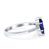 Marquise Solitaire Accent Dazzling Wedding Engagement Ring Round Simulated Cubic Zirconia 925 Sterling Silver