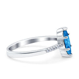 Marquise Solitaire Accent Dazzling Wedding Engagement Ring Round Simulated Cubic Zirconia 925 Sterling Silver