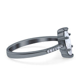 Marquise Solitaire Accent Dazzling Wedding Engagement Ring Round Simulated Cubic Zirconia 925 Sterling Silver