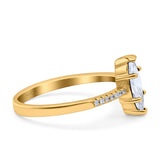 Marquise Solitaire Accent Dazzling Wedding Engagement Ring Round Simulated Cubic Zirconia 925 Sterling Silver