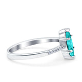 Marquise Solitaire Accent Dazzling Wedding Engagement Ring Round Simulated Cubic Zirconia 925 Sterling Silver