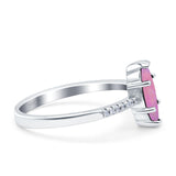 Marquise Solitaire Accent Dazzling Wedding Engagement Ring Round Simulated Cubic Zirconia 925 Sterling Silver