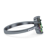 Marquise Solitaire Accent Dazzling Wedding Engagement Ring Round Simulated Cubic Zirconia 925 Sterling Silver