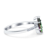 Marquise Solitaire Accent Dazzling Wedding Engagement Ring Round Simulated Cubic Zirconia 925 Sterling Silver