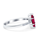 Marquise Solitaire Accent Dazzling Wedding Engagement Ring Round Simulated Cubic Zirconia 925 Sterling Silver