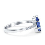 Marquise Solitaire Accent Dazzling Wedding Engagement Ring Round Simulated Cubic Zirconia 925 Sterling Silver