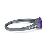 Engagement Ring Oval Simulated Cubic Zirconia Accent 925 Sterling Silver
