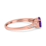 Engagement Ring Oval Simulated Cubic Zirconia Accent 925 Sterling Silver