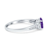 Engagement Ring Oval Simulated Cubic Zirconia Accent 925 Sterling Silver